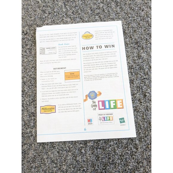 The Game of Life Replacement Parts Board Spinner And Instructions - Picture 3 of 9